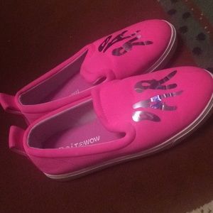 Pink slip on shoes